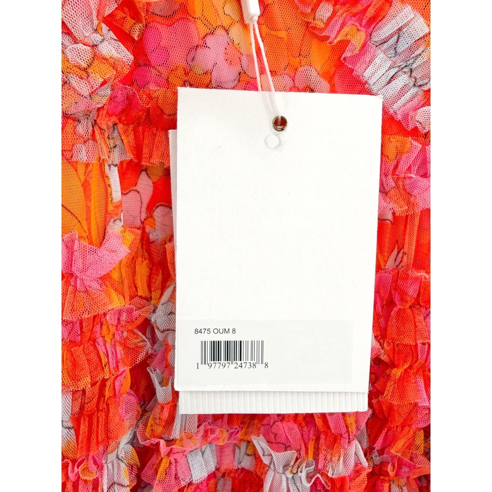 NWT Mac Duggal Orange Sleeveless Floral Ruffle A-Line Maxi Dress - Size 8 - Picture 12 of 14